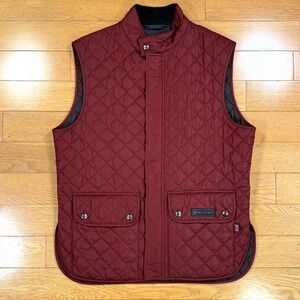 Belstaff Mens Quilted Gilet Vest Burgundy Red Diamond Quilt Size 50 IT US Medium